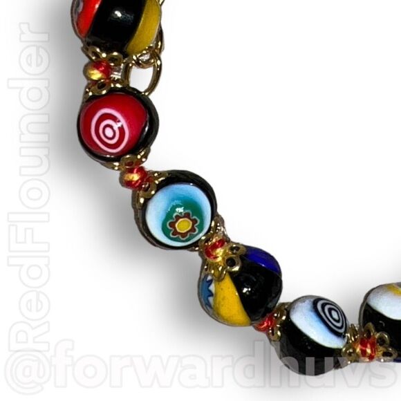 Murano Glass Millefiori Bracelet MCM Art Glass Bracelet - Picture 5 of 11